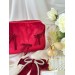 Medium red velvet cosmetic bag with bows