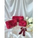 Medium red velvet cosmetic bag with bows