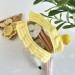 Medium yellow striped cosmetic bag with ruffles