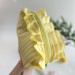 Medium yellow striped cosmetic bag with ruffles