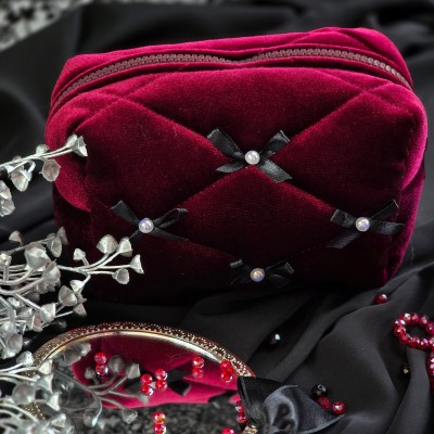 Small Burgundy Goth Cosmetic Bag