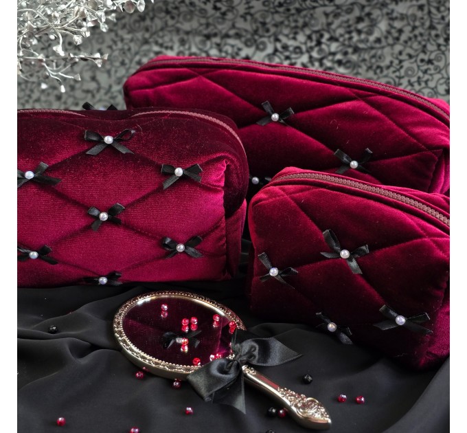 Small Burgundy Goth Cosmetic Bag