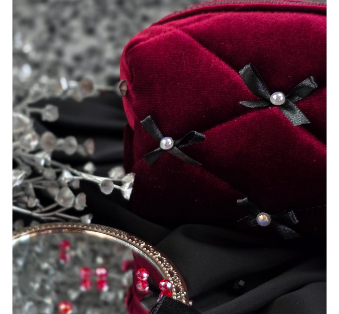 Small Burgundy Goth Cosmetic Bag