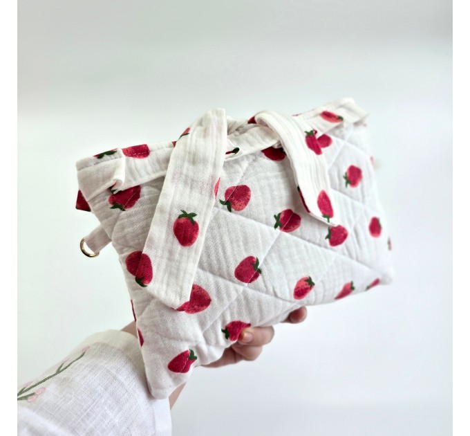 Strawberry book sleeve with ruffles on ties 