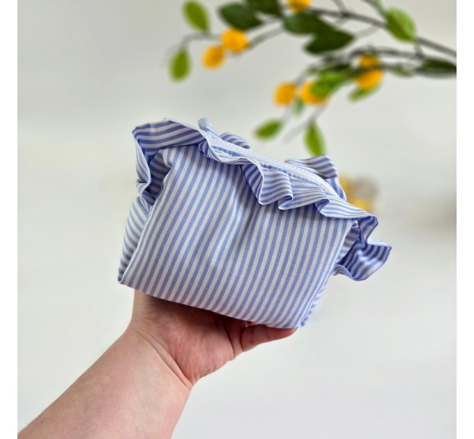 Small Sea Vibe Cosmetic Bag with Ruffles