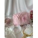 Small pink plush cosmetic bag with bows