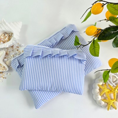 Blue striped Tablet sleeve with ruffles