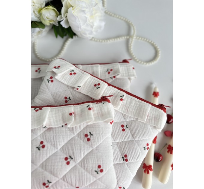 Cherry print tablet sleeve with ruffles