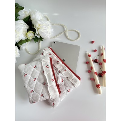 Cherry print tablet sleeve with ruffles