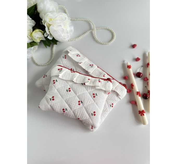 Cherry print tablet sleeve with ruffles
