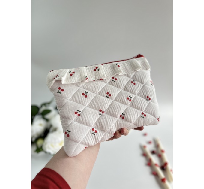 Cherry print tablet sleeve with ruffles