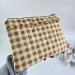 Latte vibe checkered brown Tablet sleeve with ruffles